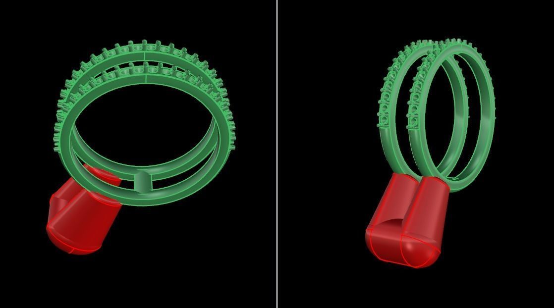 DOUBLE DIAMOND ROW BAND RING SIZE 5 3D print model_9
