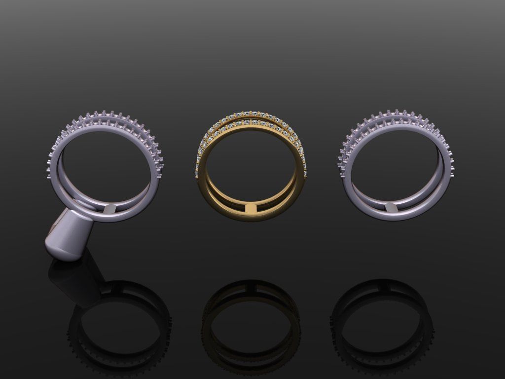 DOUBLE DIAMOND ROW BAND RING SIZE 5 3D print model_1