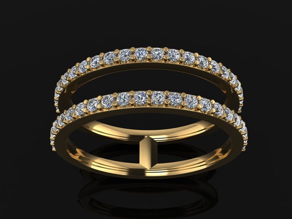 DOUBLE DIAMOND ROW BAND RING SIZE 5 3D print model_2