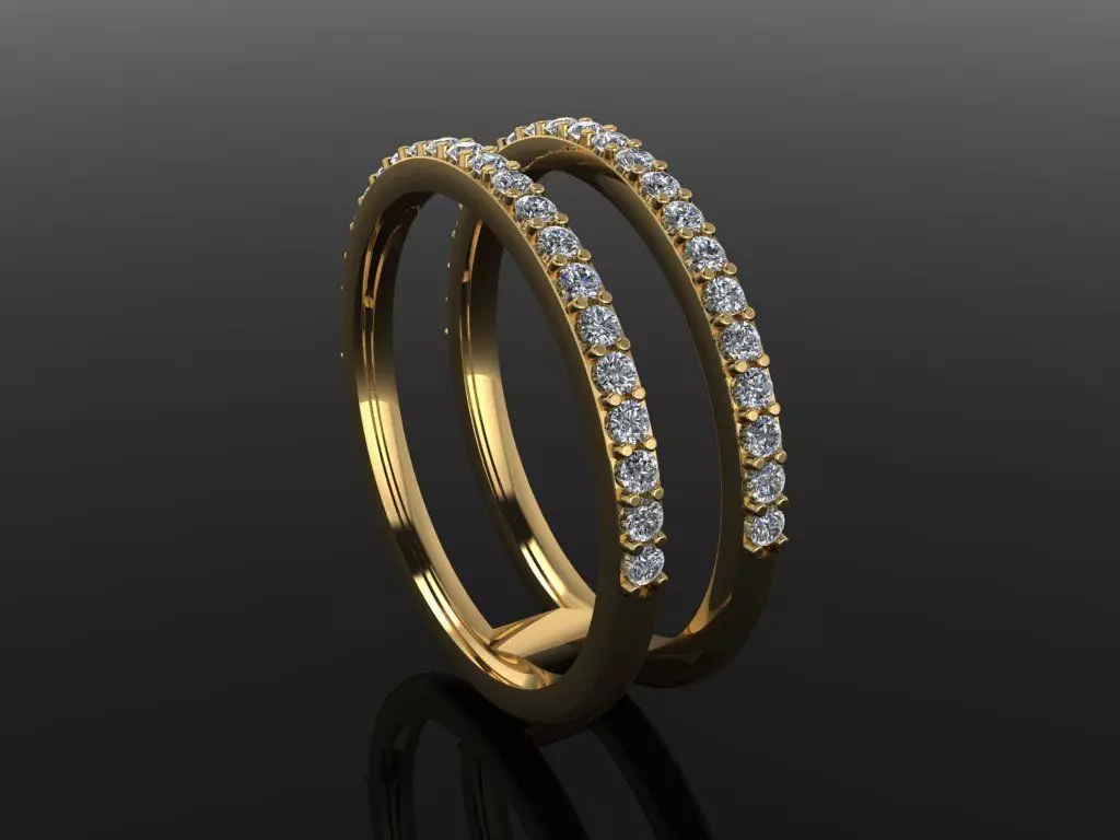 DOUBLE DIAMOND ROW BAND RING SIZE 5 3D print model_0