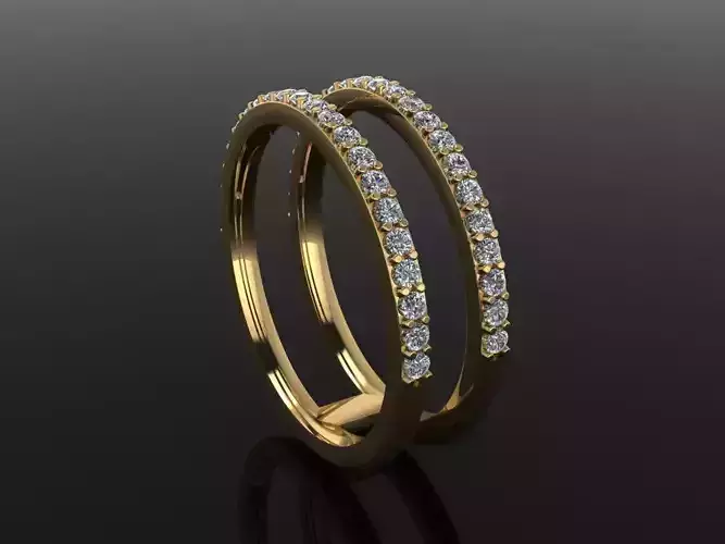 DOUBLE DIAMOND ROW BAND RING SIZE 5