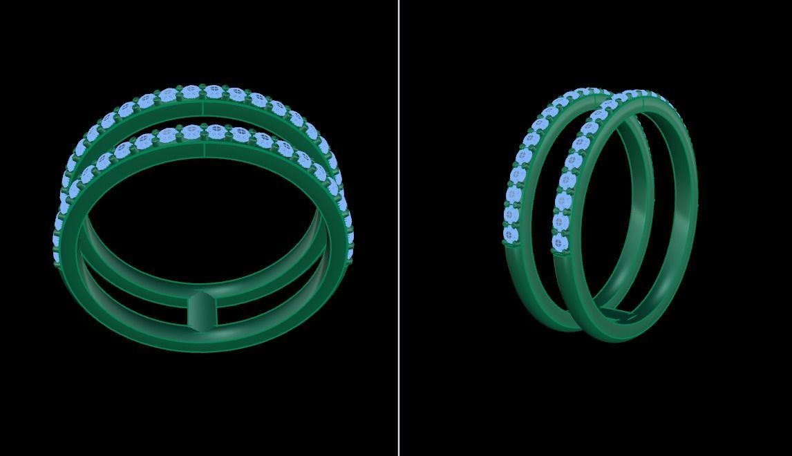 DOUBLE DIAMOND ROW BAND RING SIZE 5 3D print model_10