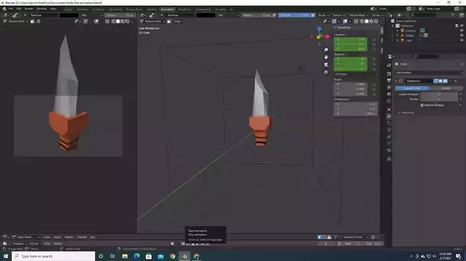 low poly knife with animations 