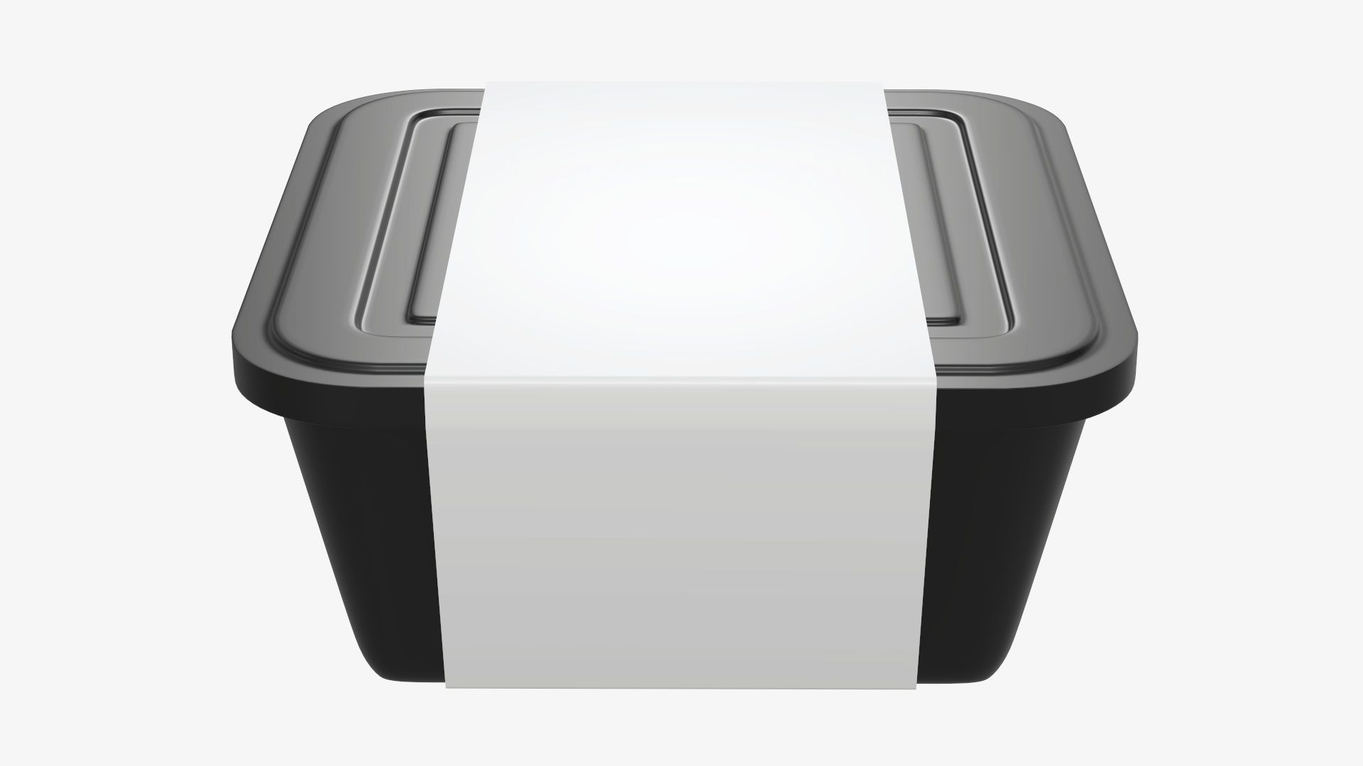 Plastic food container tray box with label mockup 03 3D model_4