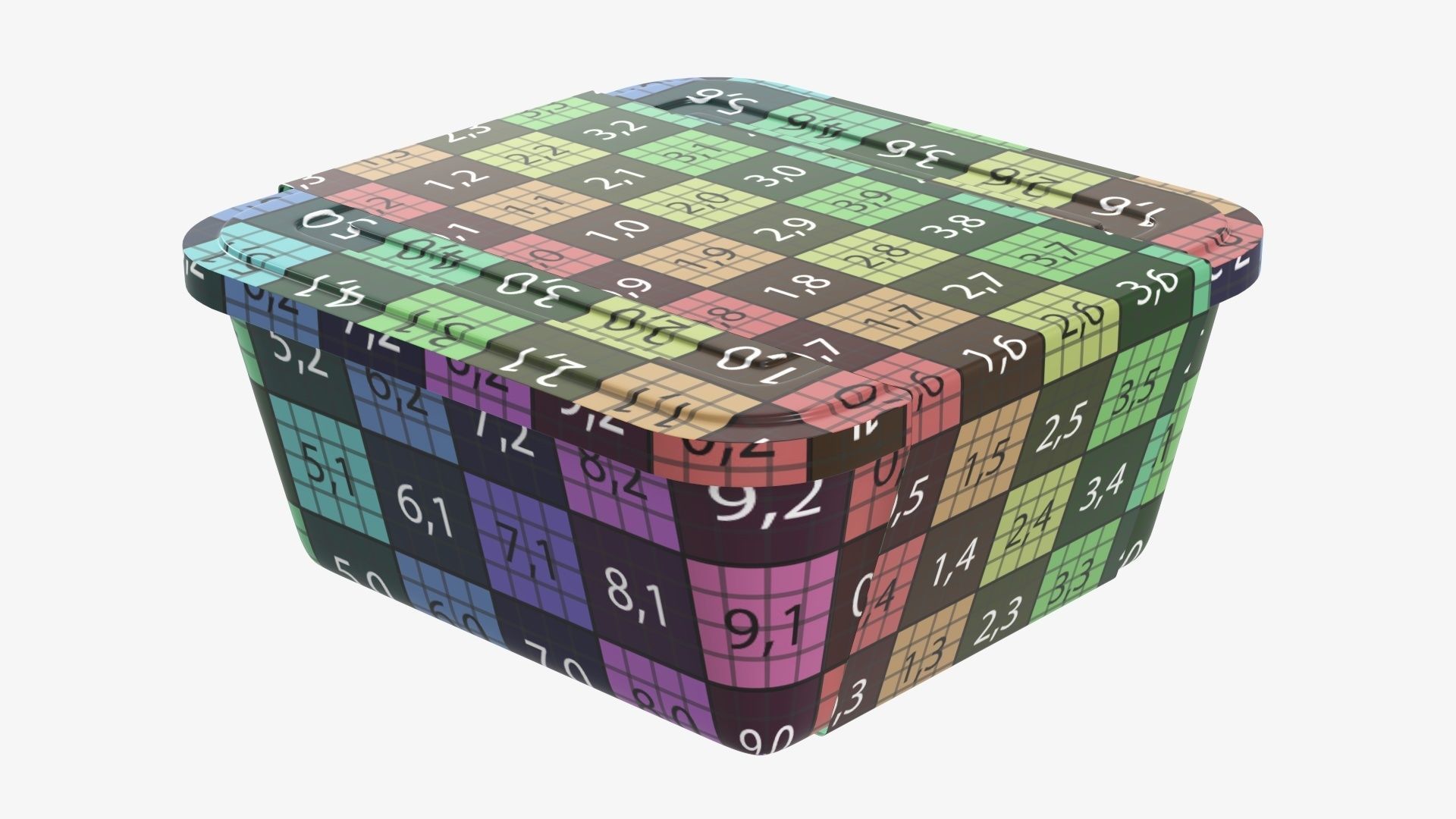 Plastic food container tray box with label mockup 03 3D model_13