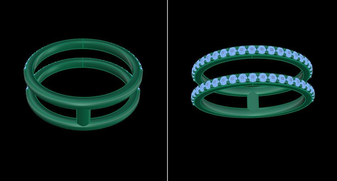 DOUBLE DIAMOND ROW BAND RING SIZE 6 3D print model_11