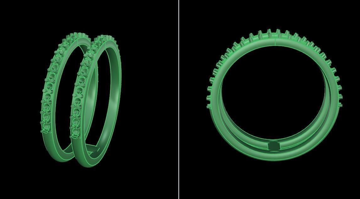 DOUBLE DIAMOND ROW BAND RING SIZE 6 3D print model_12