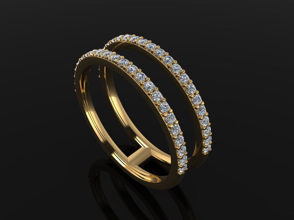 DOUBLE DIAMOND ROW BAND RING SIZE 6 3D print model_1