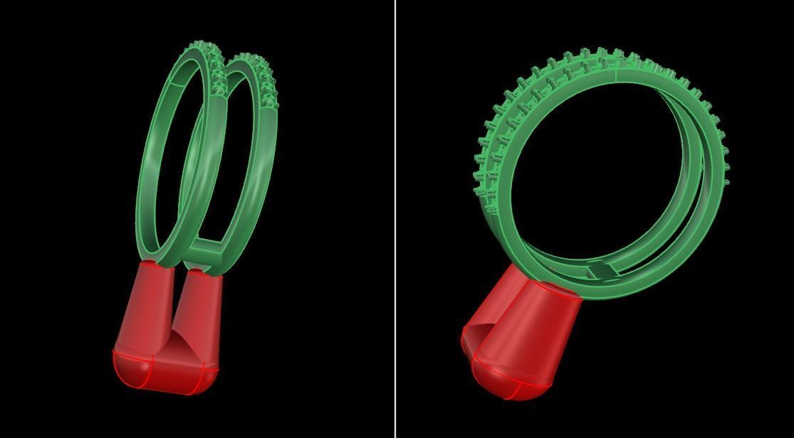 DOUBLE DIAMOND ROW BAND RING SIZE 6 3D print model_10