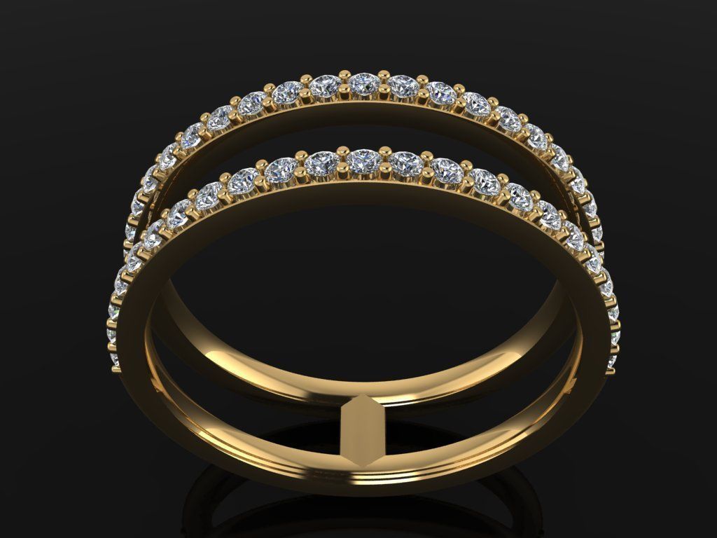 DOUBLE DIAMOND ROW BAND RING SIZE 6 3D print model_2