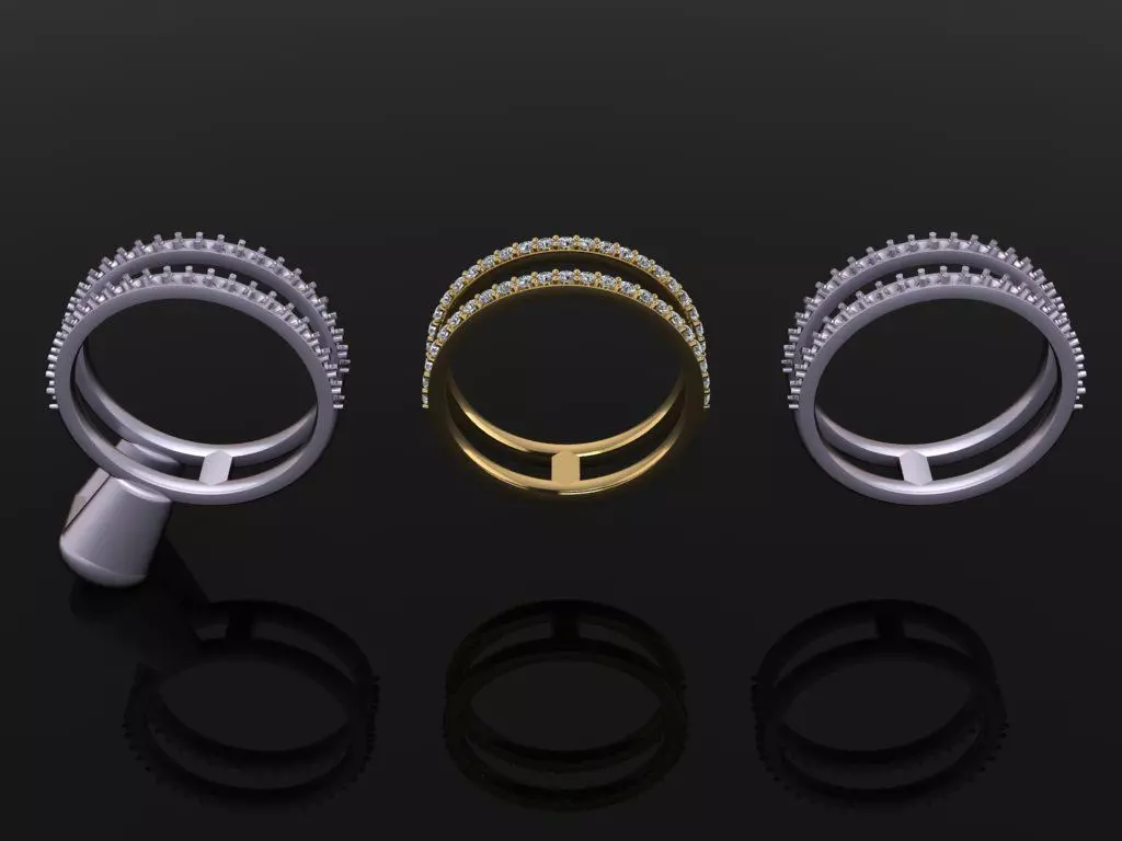 DOUBLE DIAMOND ROW BAND RING SIZE 6 3D print model_0