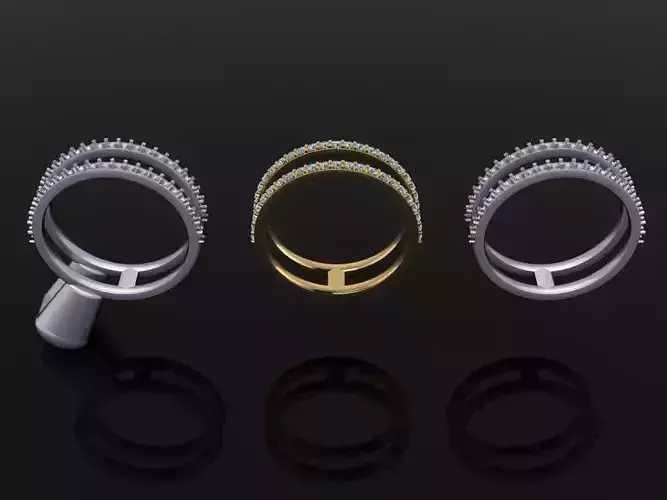 DOUBLE DIAMOND ROW BAND RING SIZE 6