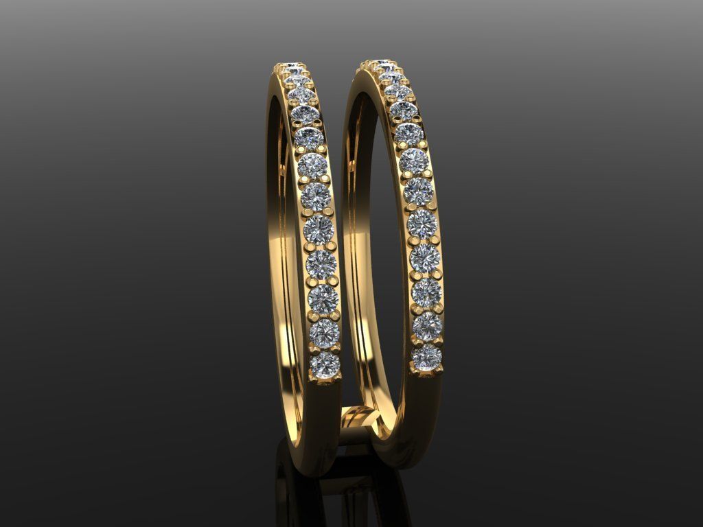 DOUBLE DIAMOND ROW BAND RING SIZE 6 3D print model_3