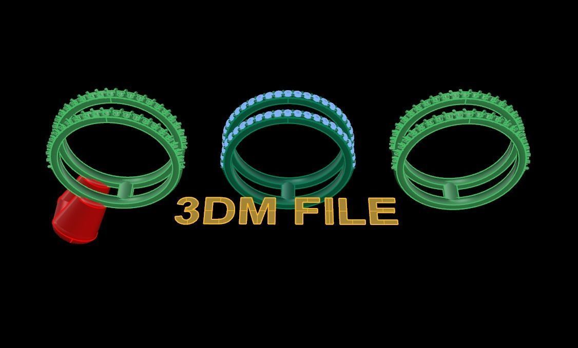 DOUBLE DIAMOND ROW BAND RING SIZE 6 3D print model_6