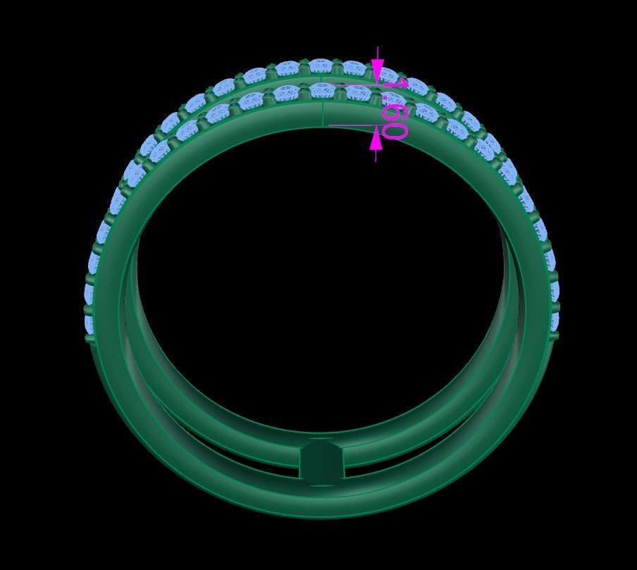 DOUBLE DIAMOND ROW BAND RING SIZE 6 3D print model_8