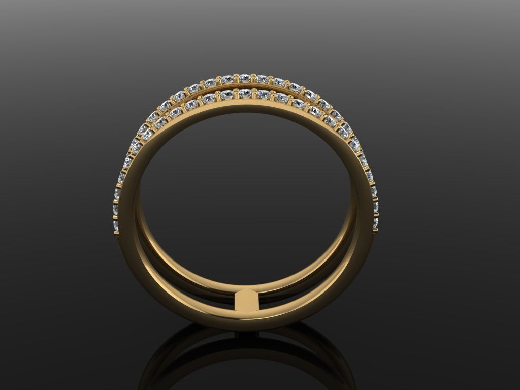 DOUBLE DIAMOND ROW BAND RING SIZE 7 3D print model_4