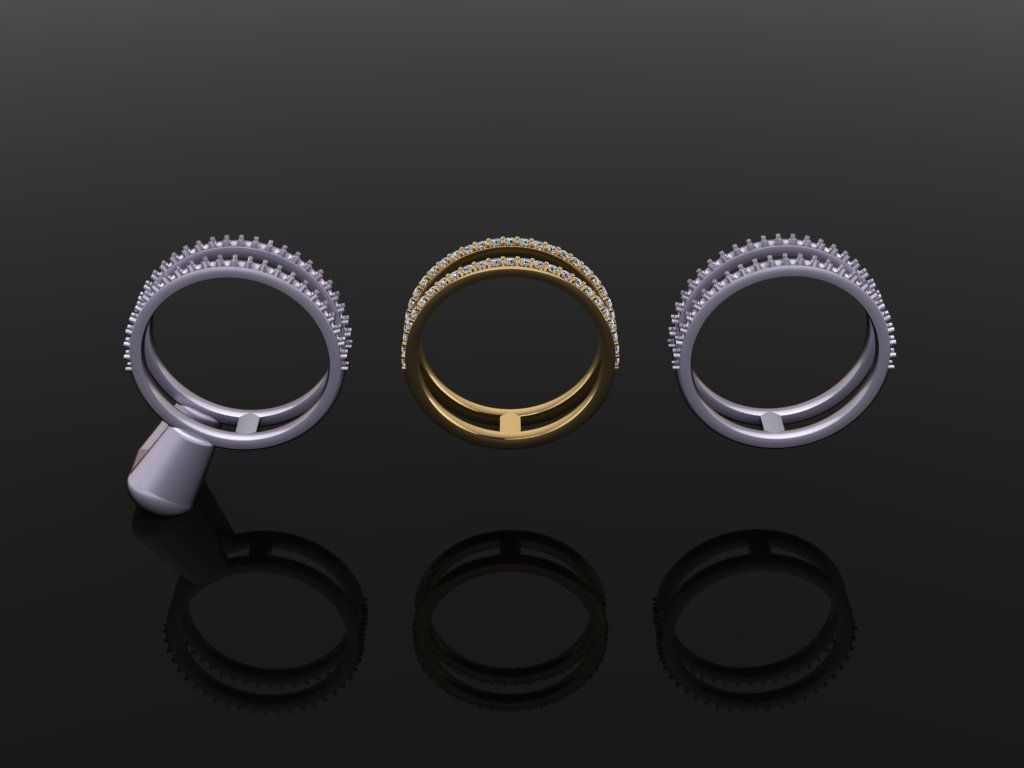 DOUBLE DIAMOND ROW BAND RING SIZE 7 3D print model_1