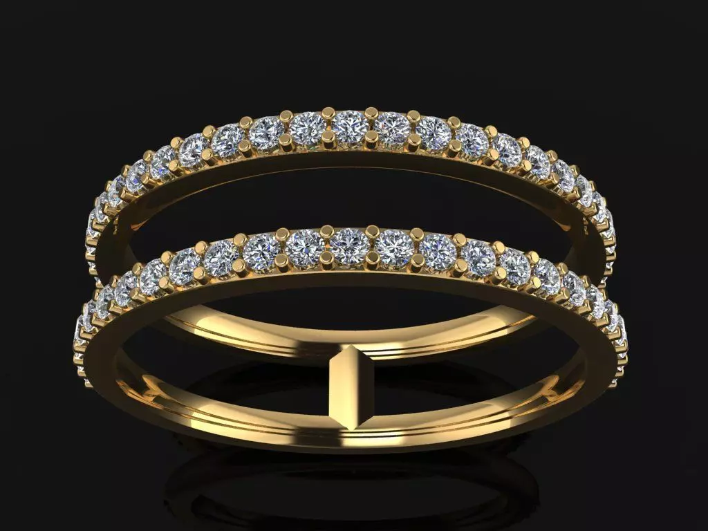 DOUBLE DIAMOND ROW BAND RING SIZE 7 3D print model_0