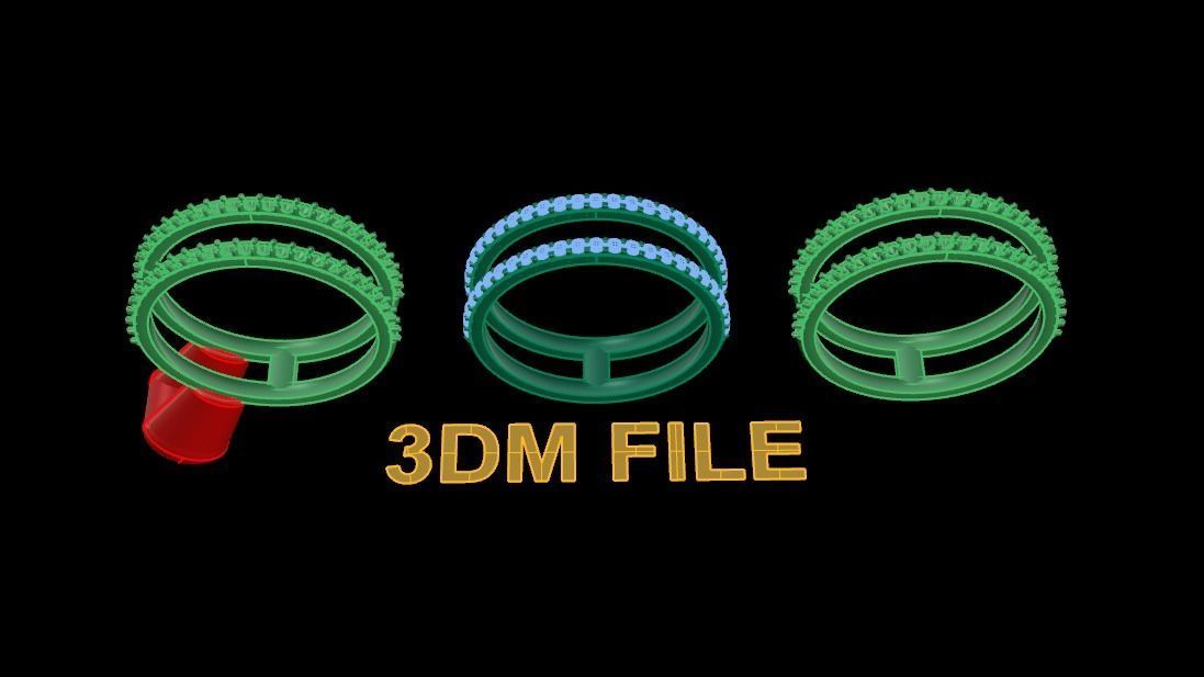 DOUBLE DIAMOND ROW BAND RING SIZE 7 3D print model_6