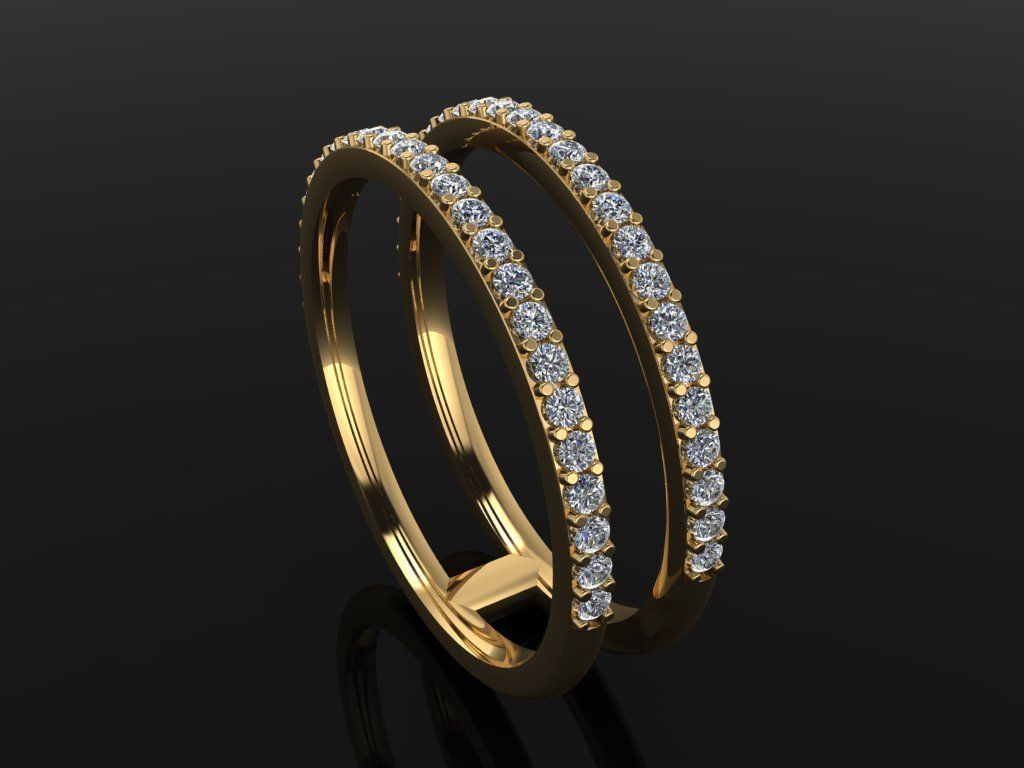 DOUBLE DIAMOND ROW BAND RING SIZE 7 3D print model_2