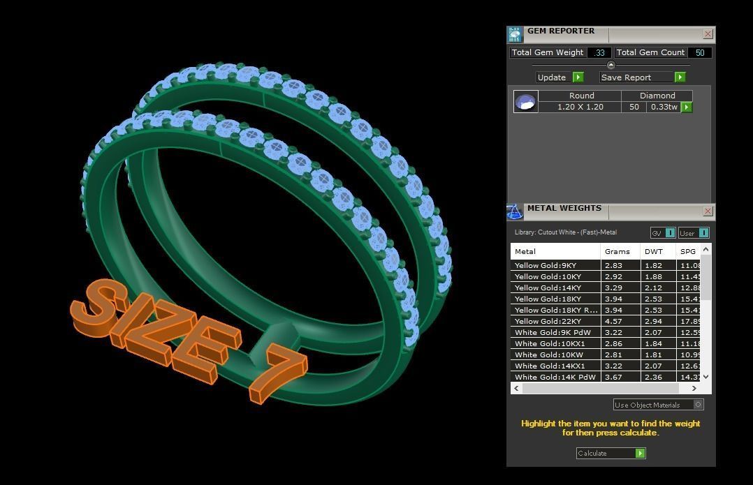DOUBLE DIAMOND ROW BAND RING SIZE 7 3D print model_7