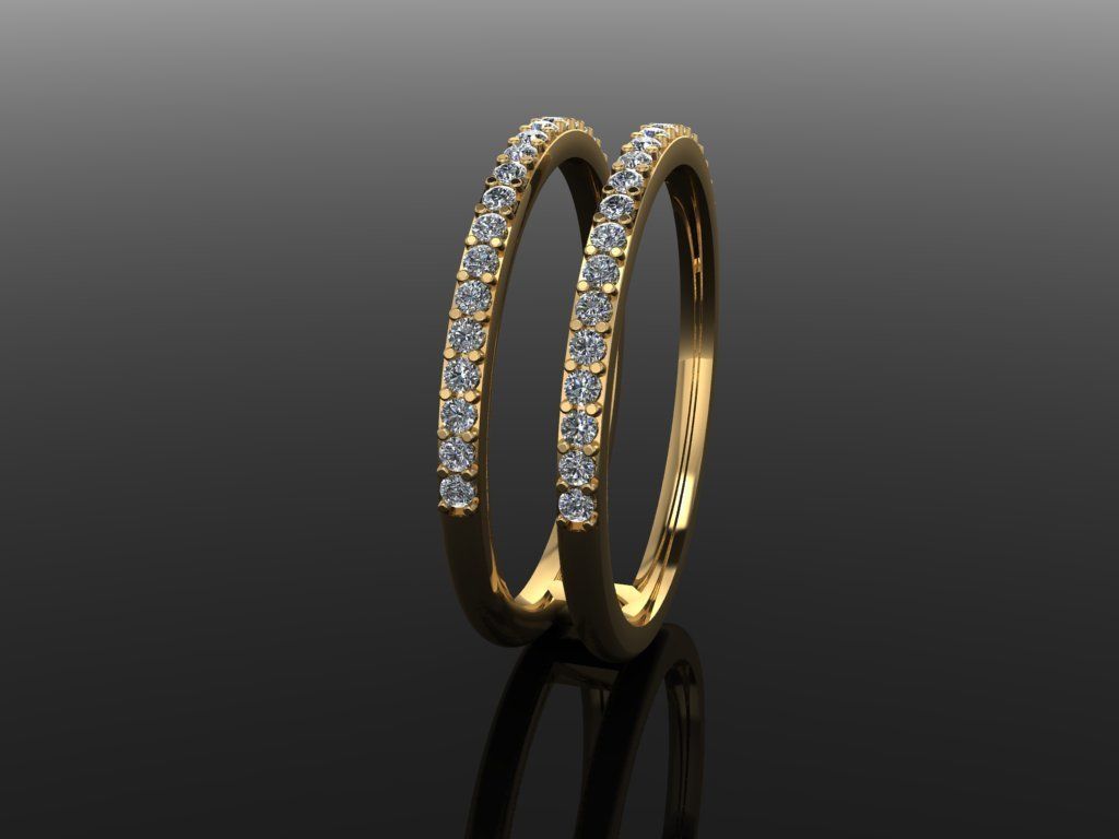 DOUBLE DIAMOND ROW BAND RING SIZE 7 3D print model_3