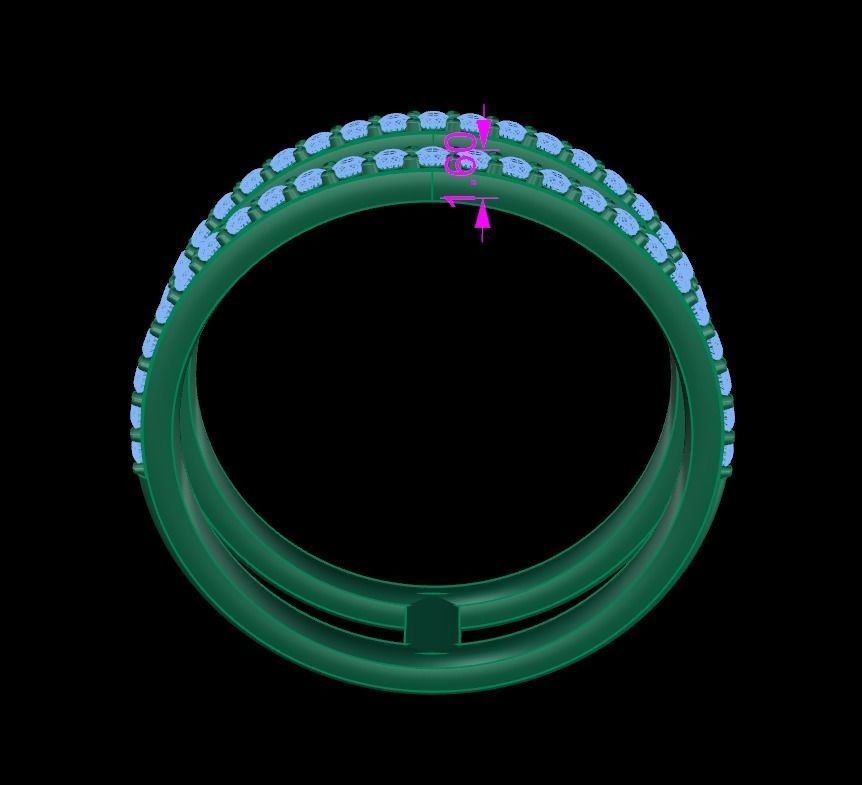 DOUBLE DIAMOND ROW BAND RING SIZE 7 3D print model_9