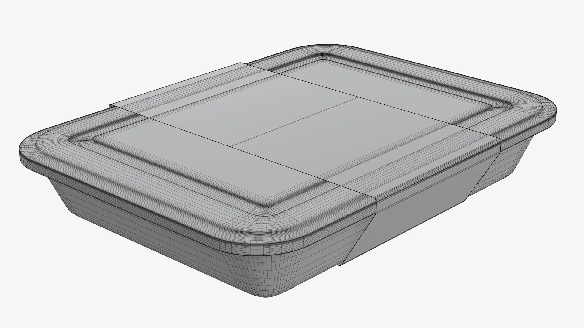 Plastic food container tray box with label mockup 04 3D model_8