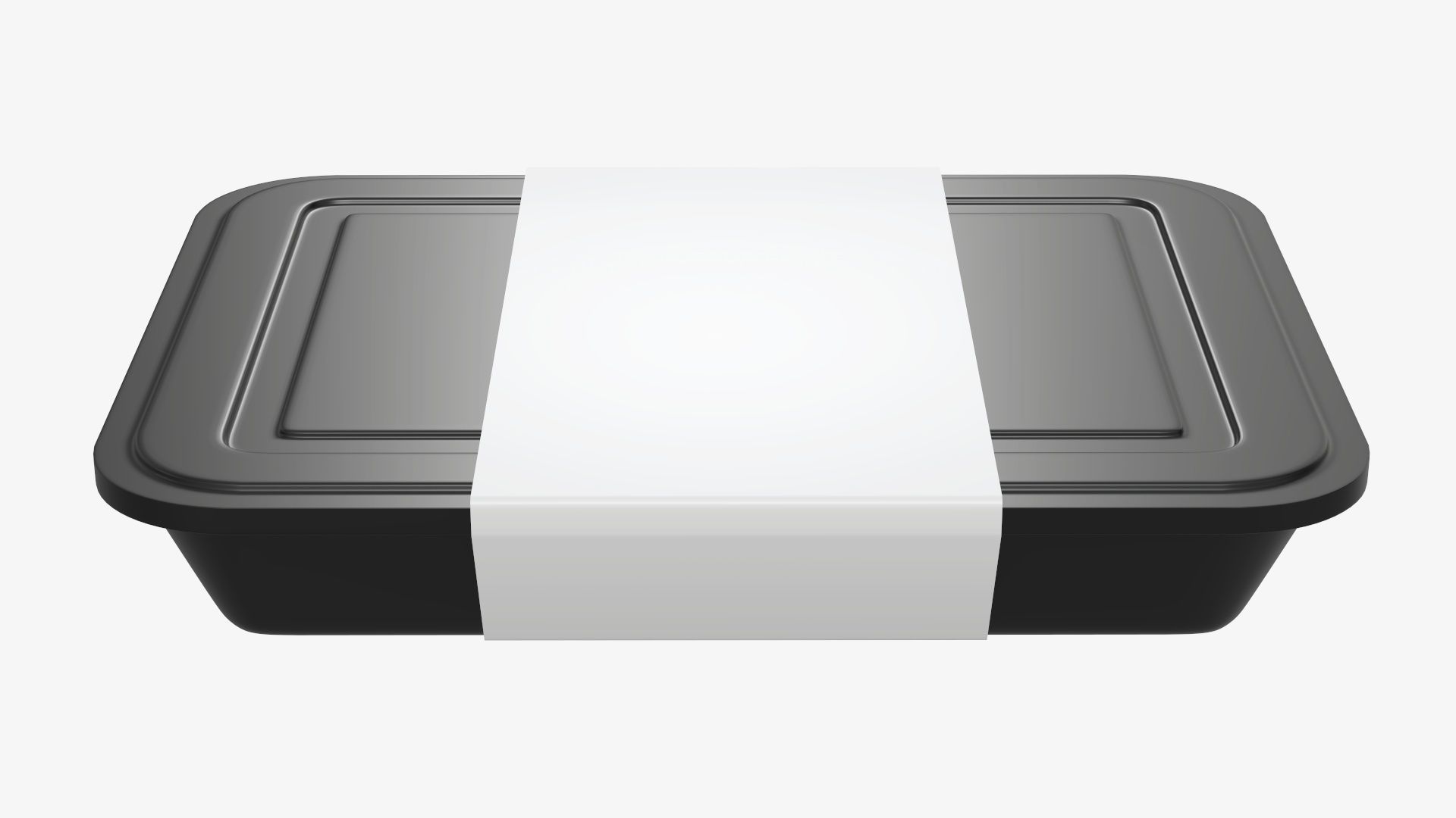 Plastic food container tray box with label mockup 04 3D model_4