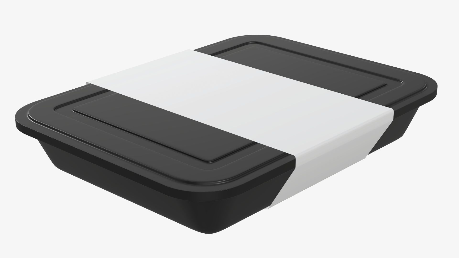 Plastic food container tray box with label mockup 04 3D model_1