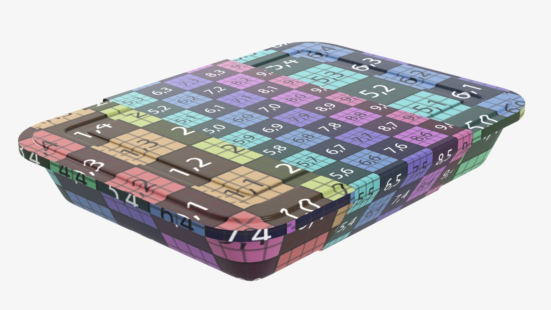 Plastic food container tray box with label mockup 04 3D model_13