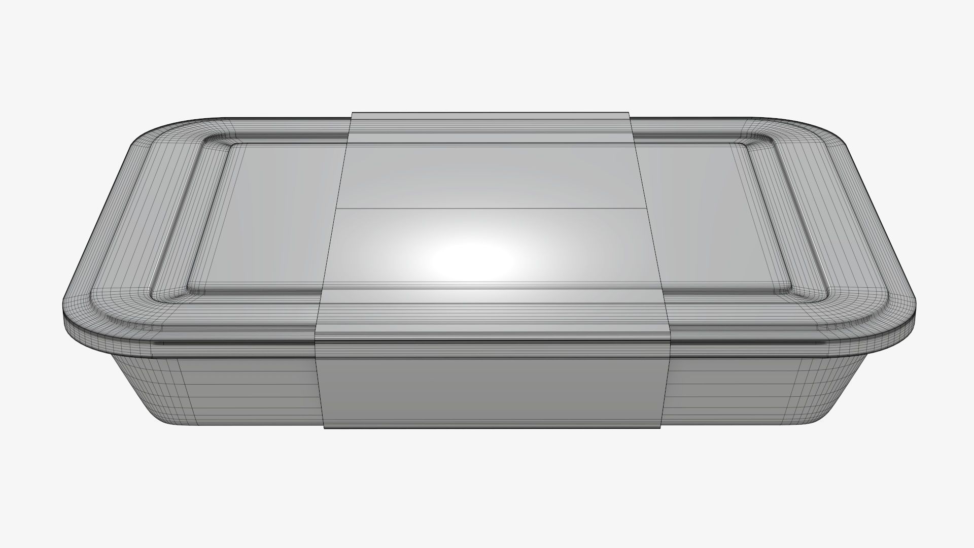 Plastic food container tray box with label mockup 04 3D model_9