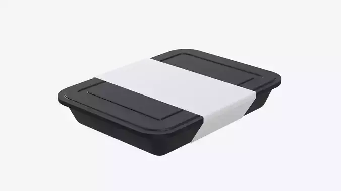 Plastic food container tray box with label mockup 04