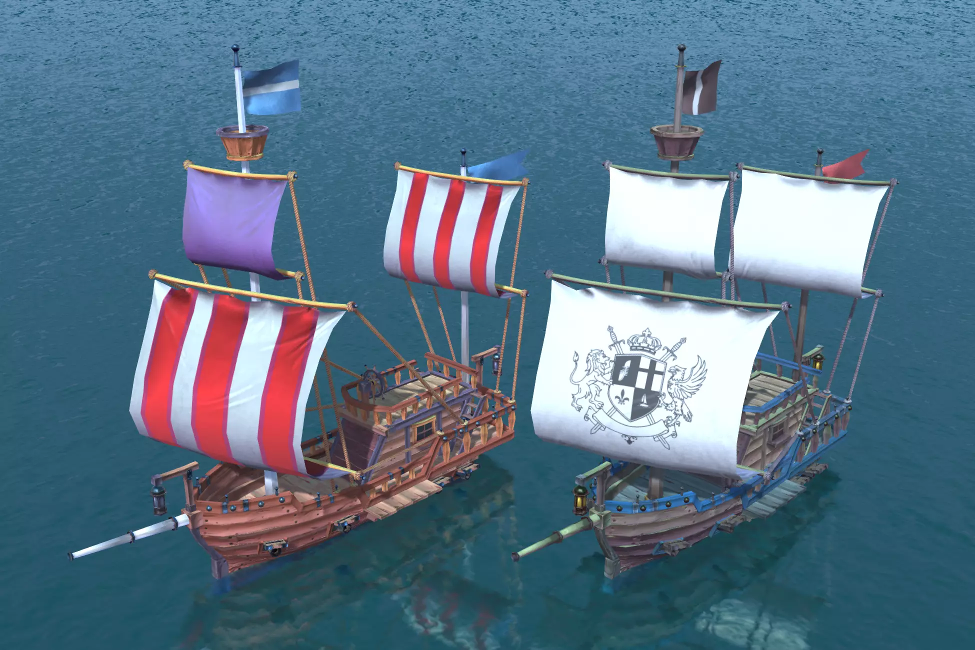 Stylized European Ships Low-poly 3D model