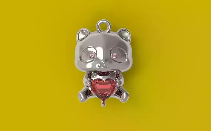 Zukib-0002 - Tiny Bear pendant with heart gem