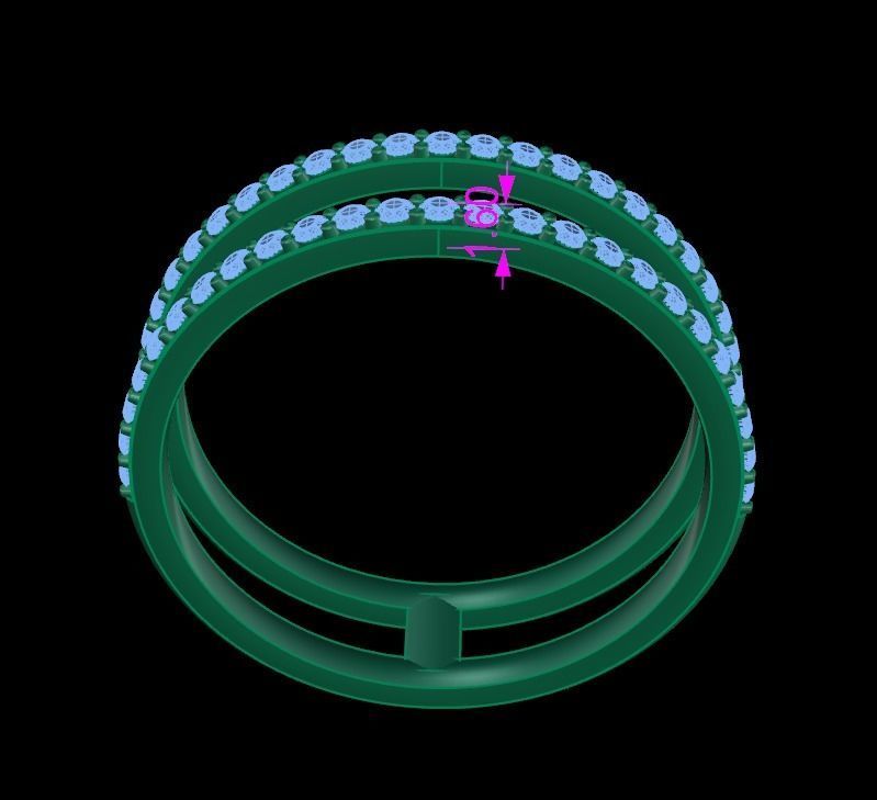 DOUBLE DIAMOND ROW BAND RING SIZE 8 3D print model_9