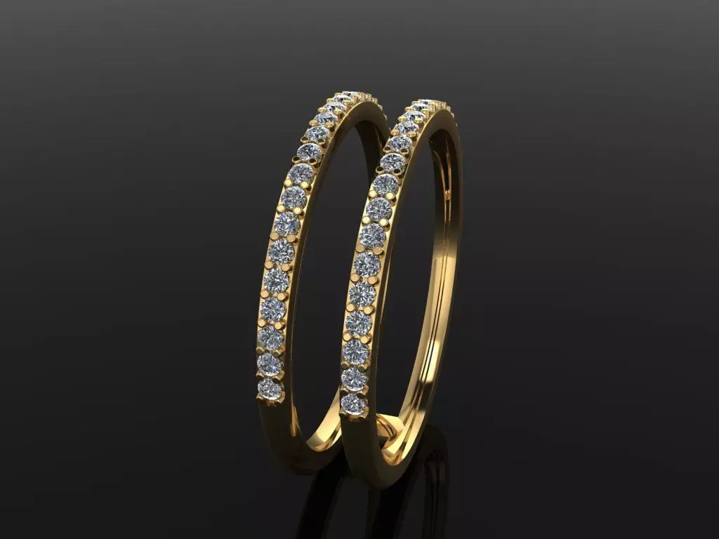 DOUBLE DIAMOND ROW BAND RING SIZE 8 3D print model_0
