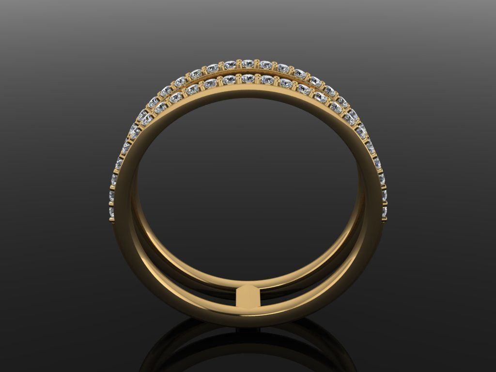 DOUBLE DIAMOND ROW BAND RING SIZE 8 3D print model_4