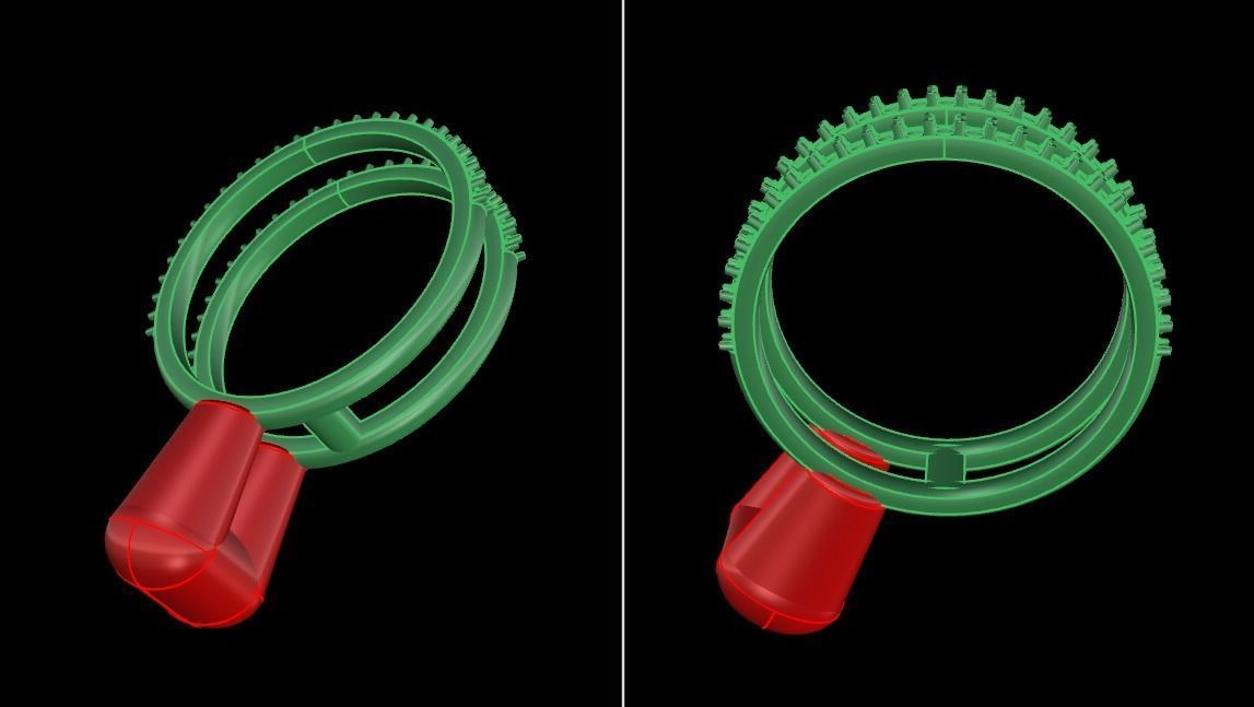 DOUBLE DIAMOND ROW BAND RING SIZE 8 3D print model_10