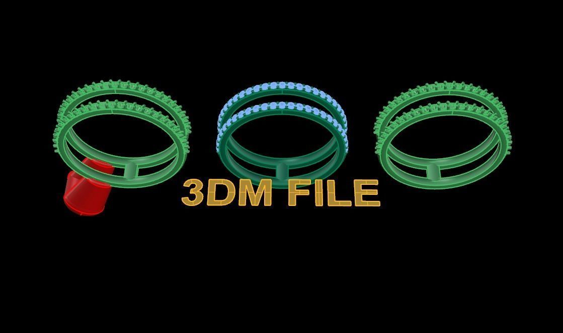 DOUBLE DIAMOND ROW BAND RING SIZE 8 3D print model_5