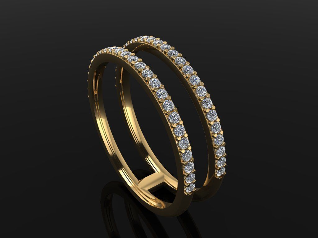 DOUBLE DIAMOND ROW BAND RING SIZE 8 3D print model_3