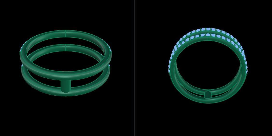 DOUBLE DIAMOND ROW BAND RING SIZE 8 3D print model_11
