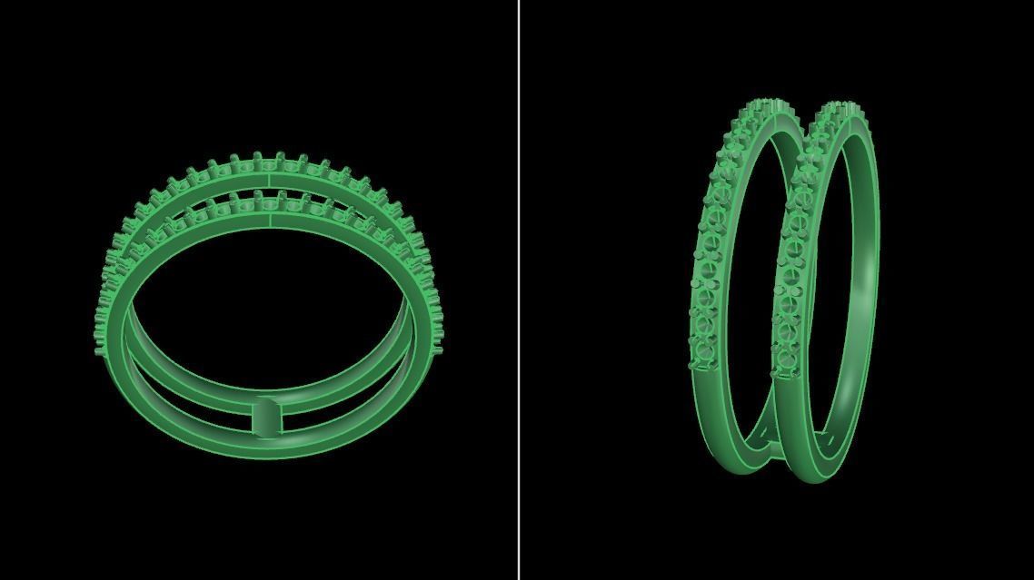 DOUBLE DIAMOND ROW BAND RING SIZE 8 3D print model_12