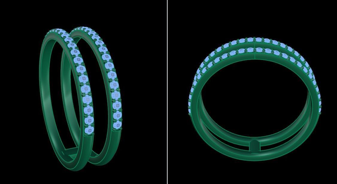 DOUBLE DIAMOND ROW BAND RING SIZE 9 3D print model_11
