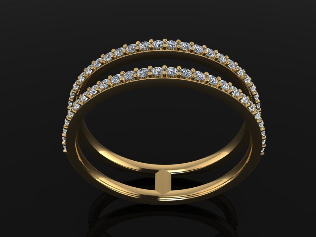 DOUBLE DIAMOND ROW BAND RING SIZE 9 3D print model_2