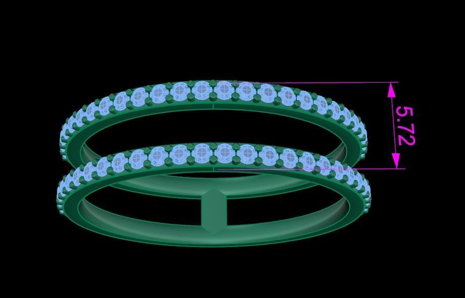 DOUBLE DIAMOND ROW BAND RING SIZE 9 3D print model_9