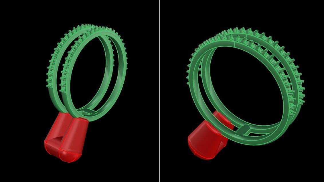 DOUBLE DIAMOND ROW BAND RING SIZE 9 3D print model_10