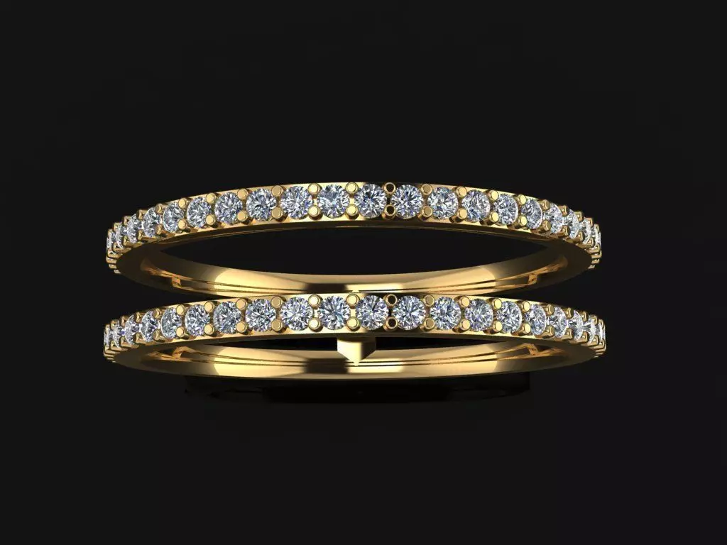 DOUBLE DIAMOND ROW BAND RING SIZE 9 3D print model_0