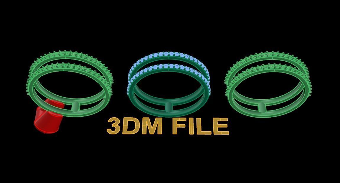 DOUBLE DIAMOND ROW BAND RING SIZE 9 3D print model_6