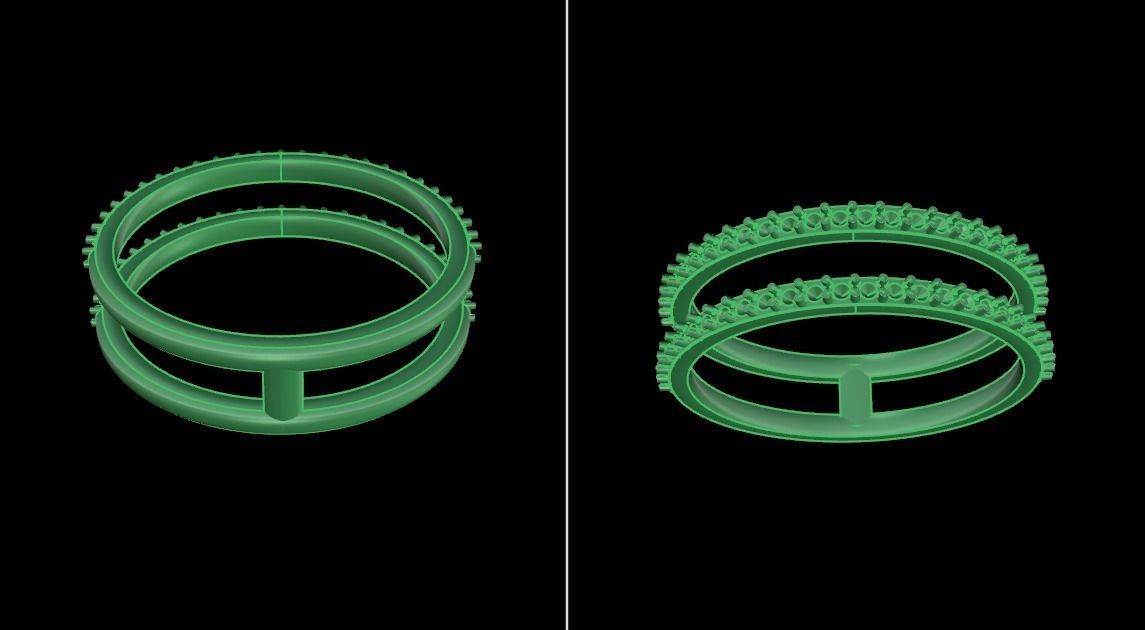 DOUBLE DIAMOND ROW BAND RING SIZE 9 3D print model_12